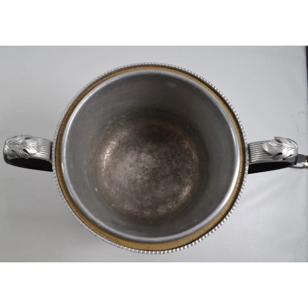 Vtg Continental Silverlook Hand Wrought Hammered Ice Bucket Tongs Decorative Lid